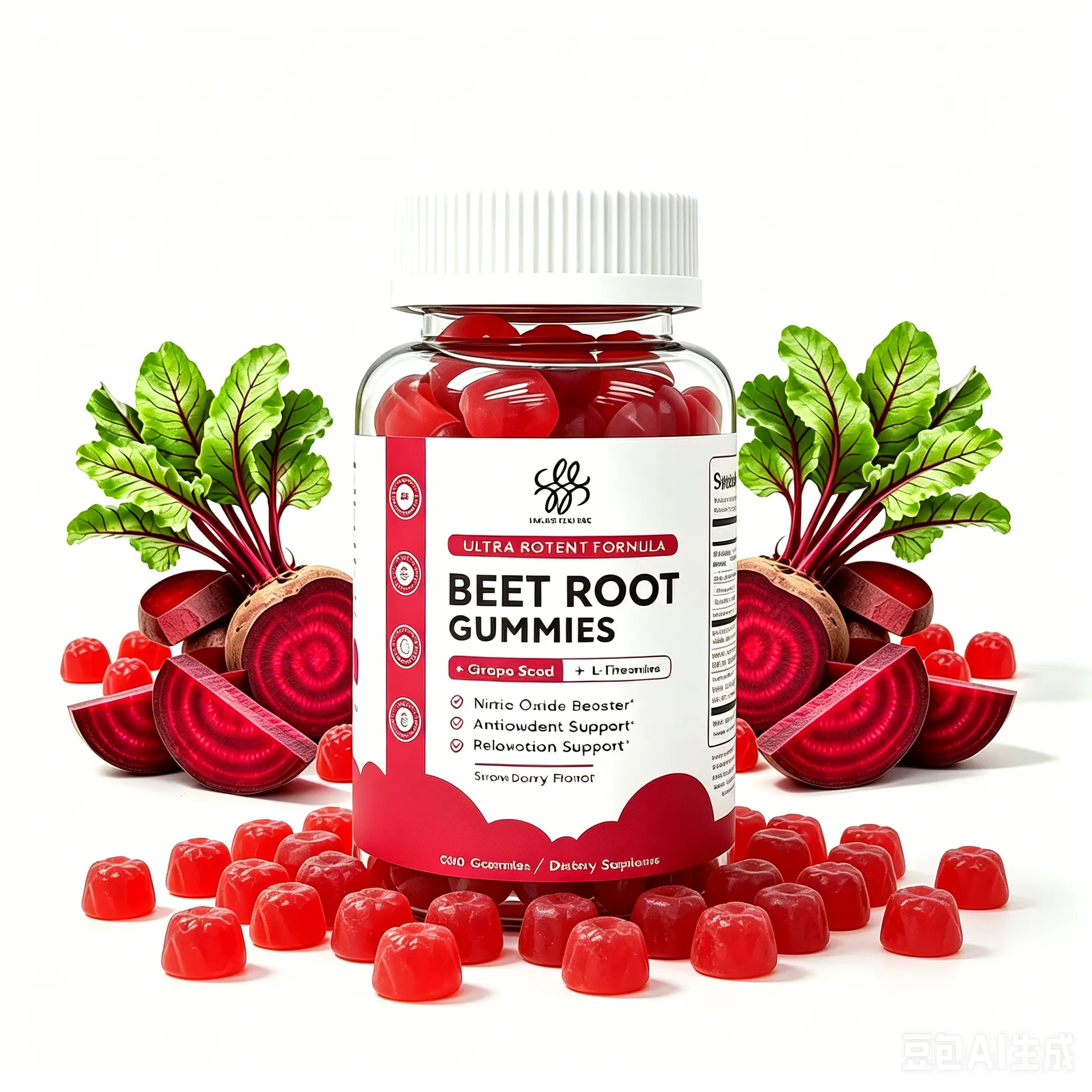 iMATCHME Nitric Oxide Organic Beetroot Gummies - Beetroot promotes blood circulation, boosts energy, and improves overall health, 60pcs
