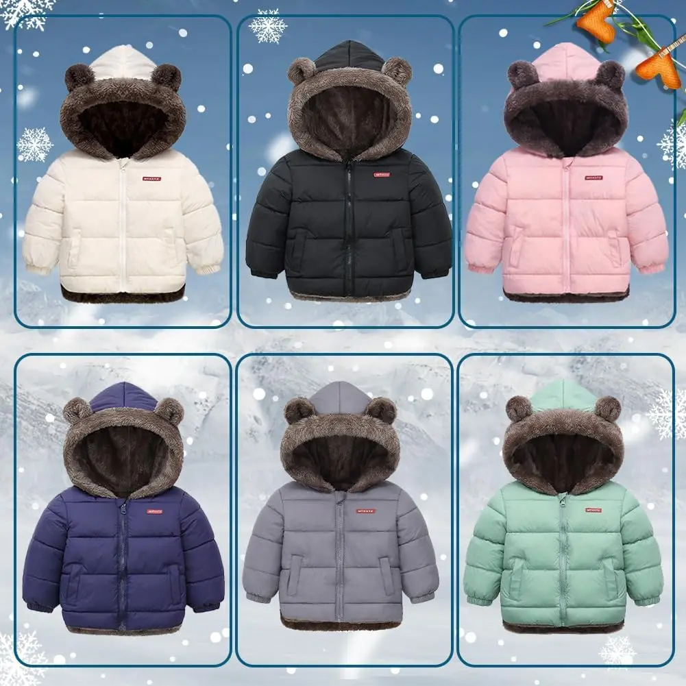 Baby Girl's Winter Coat, Hooded Teddy Fleece Jacket with Bear Ears, Long Sleeve Warm Outerwear 6M-4T, Baby Clothes Girl, Baby Clothing, 1-2Y