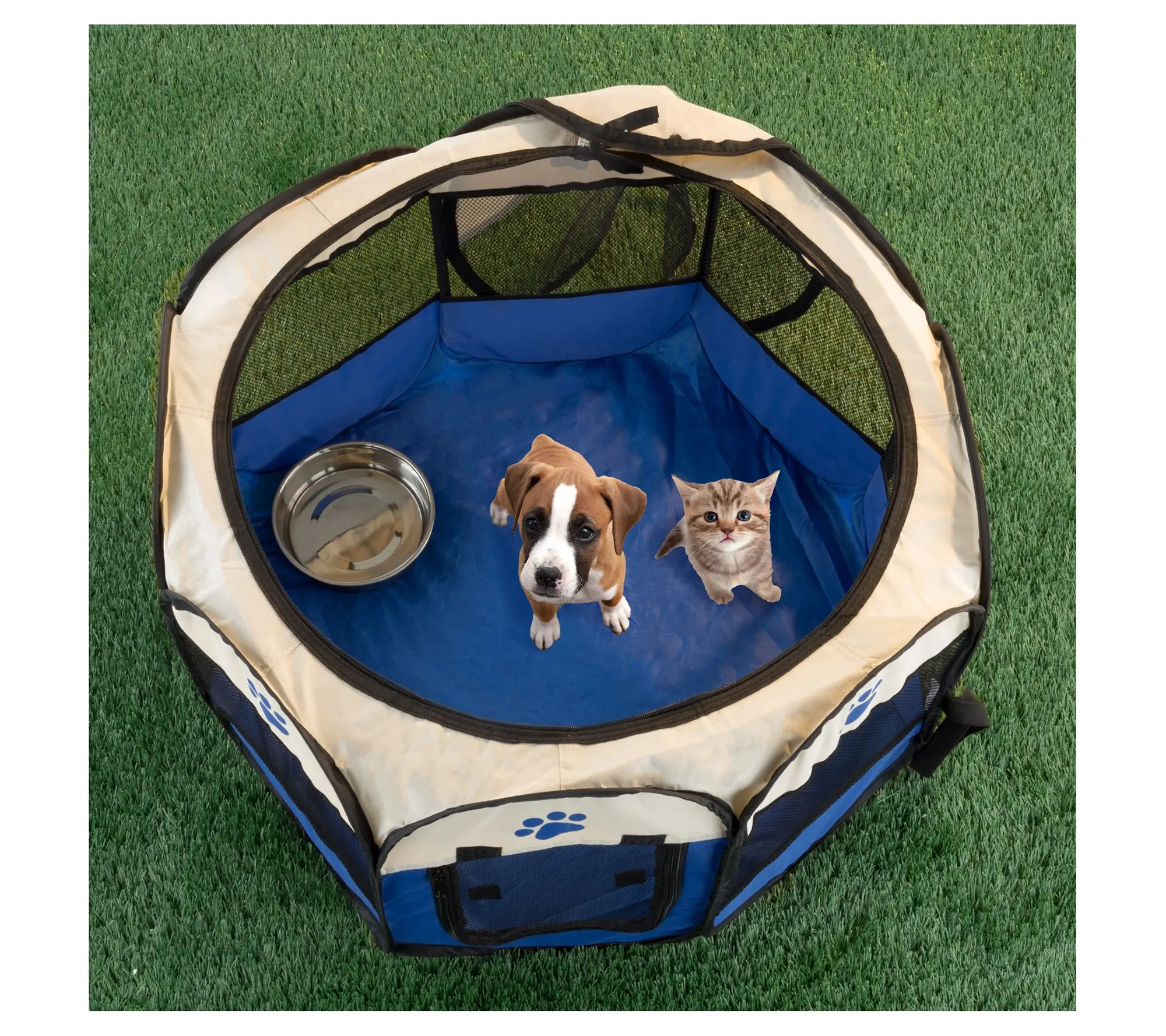 Pet Adobe Portable Pop Up Pet Play Pen w Carry Bag 26.5in