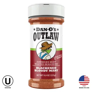 Dan-O's Outlaw Blackened Bloody Mary Seasoning - America's Most Wanted Seasoning for Seafood, Cocktails & More - 9 oz Bottle