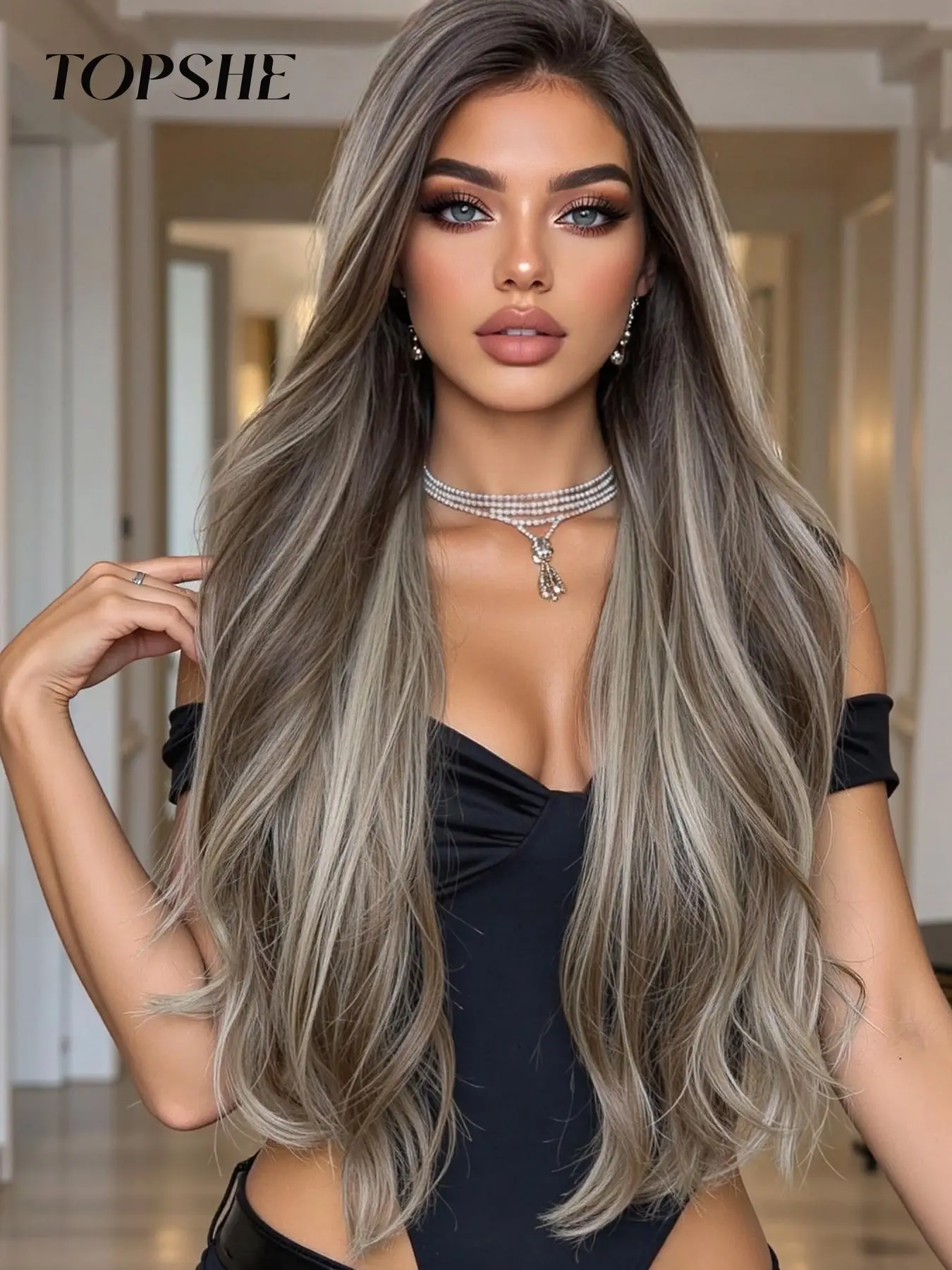 Handwoven Lace Frontal Hairline Wig, Natural Looking Wigs, Natural Look, High-Quality Synthetic Fiber, Breathable Comfort, Suitable for Daily Use or Special Occasions, Glueless Frontal Wig, No Glue Wig