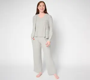 MUK LUKS Petite Brushed Wide Rib Three Piece Lounge Set