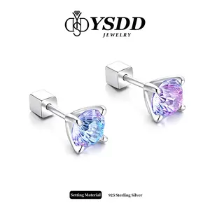 【#578 Today's Special】Chamelon Dandelion Cut Screwback 2CT Total S925 Classic Solitare Stud Earrings in 925 Sterling Silver Grade 6A High-carbon Stone Birthday Mother's Day Gift for Men Women Wedding