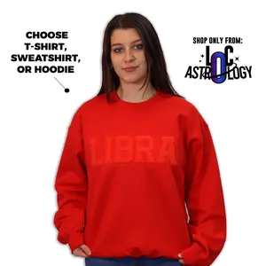 Red Zodiac Puff Print Unisex, Choose T-Shirt, Sweatshirt, or Hoodie, Astrology Apparel (THIS COLOR IS NOT COMING BACK)