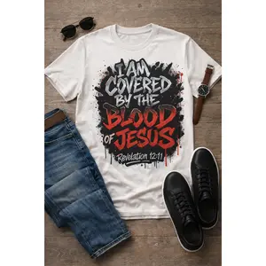 I Am Covered By The Blood of Jesus Ready to Press Transfer (Men)
