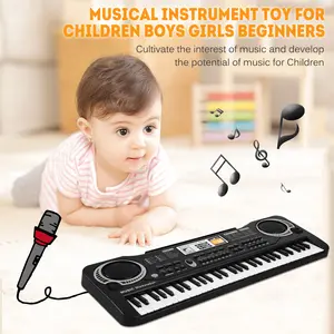 Children's 61-Key USB Electronic Organ with Microphone, 16 Tones, 10 Rhythms, 6 Demo Songs, Portable Dual-Speakers, Multifunction Musical Instrument for Music Intelligence Development (Kids Electric Piano)