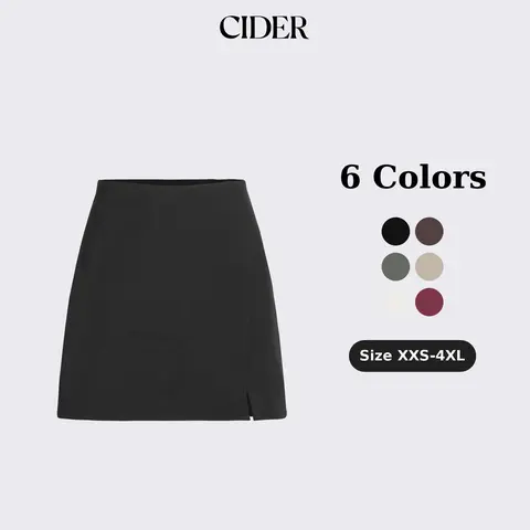 Cider Women's Fitted Woven High-Waist Zip-Up Slit Mini Skirt - Minimalist Bottoms