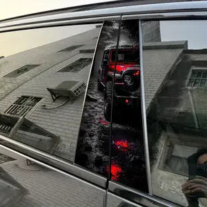 2pcs Red SUV Car Sticker B-Pillar DIY Center Pillar Film Decorative, Vehicle Decoration, Car Accessory Car Decals Sticker for Cars