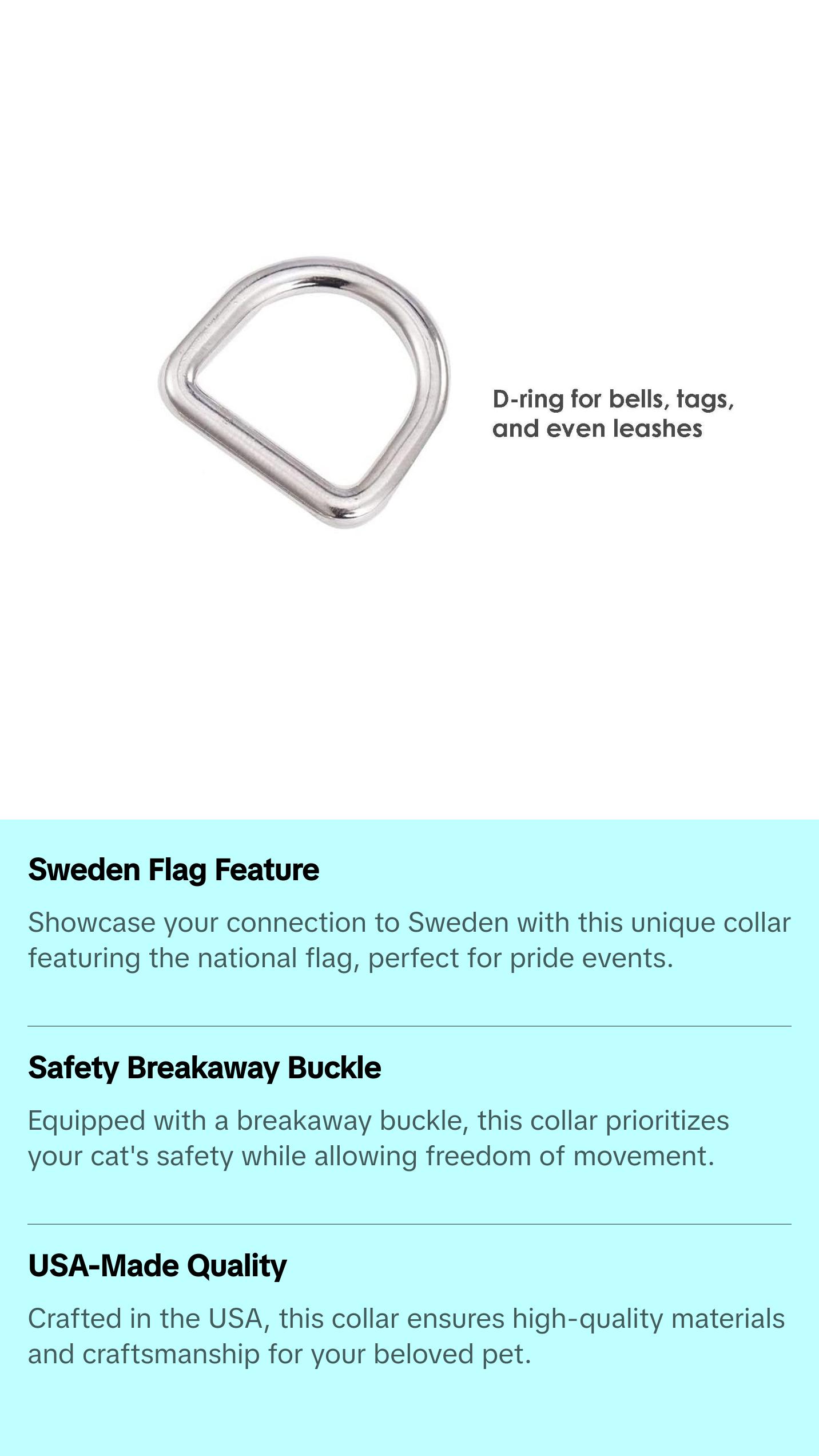 Cat Collar with Sweden Flag | Great For National Holidays, Festivals, Parades, Sporting Events, Pride Events