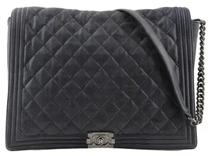 Pre-owned CHANEL Leather Shoulder Bags Large Quilted Soft Boy Flap Bag