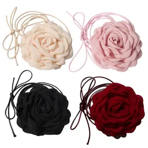 4PK Flower Choker Necklace for Women Girls, Big Rose Flower Necklace for Party Bride Wedding Party Summer Necklaces