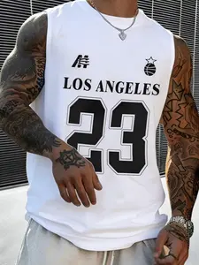 Men's Los Angeles 23 Basketball Vest, Number 23 Print, Sport Street Style, Sports Top, Stylish Jersey, Breathable Sleeveless Jersey, Suitable for Basketball and Daily Wear