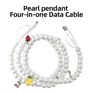 Pearl beaded charging cable stylish shine - Fit for all device USBC & Lightening for iPhone&Samsung Type-C