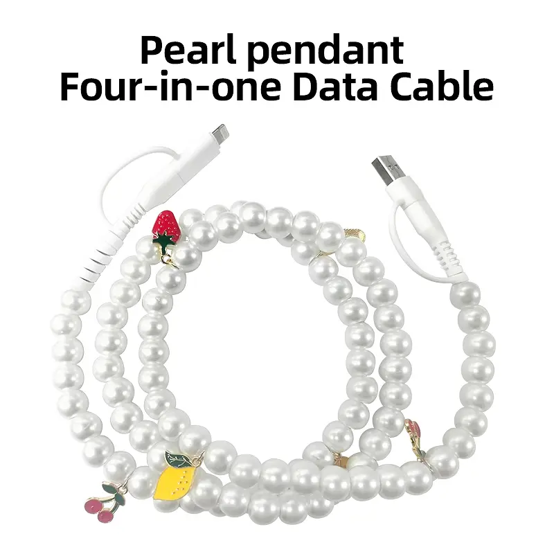 Pearl beaded charging cable stylish shine - Fit for all device USBC & Lightening for iPhone&Samsung Type-C Charger Compatible Lightning Cord