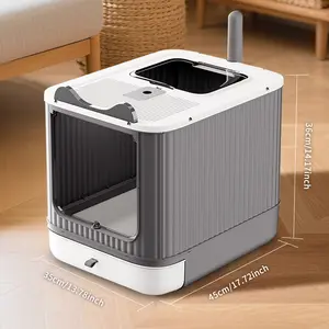 Durable Leak-Proof Cat Litter Box - Little Fairy White Design, Suitable for Multi-Cat Households