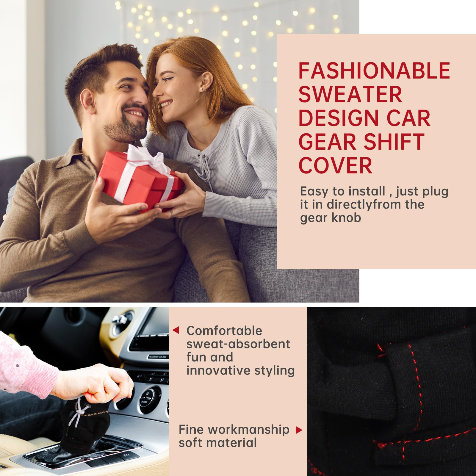 DIBMS Car Gear Shift Hoodie, Funny Mini Hoodie Car Decor, Winter Warm Universal Fit Shift Knob Cover, Car Interior Accessories Gift, car gear shift cover for women. girly car accessories Automotive