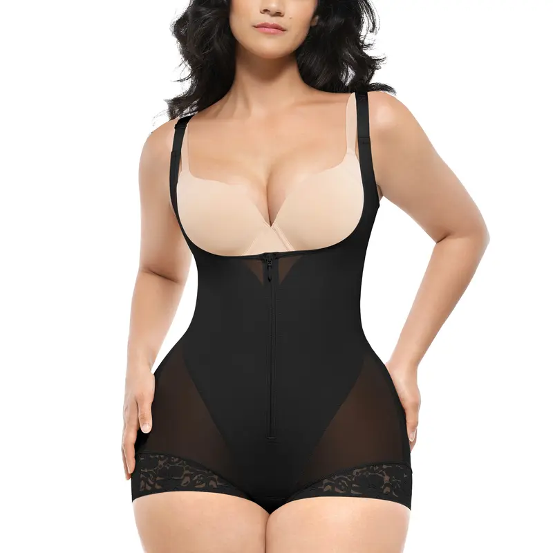 SHAPELLX Women's Colombian Faja Dress Shapewear, Open Bust Bodysuit with Tummy Control, Hook-Zipper Closure