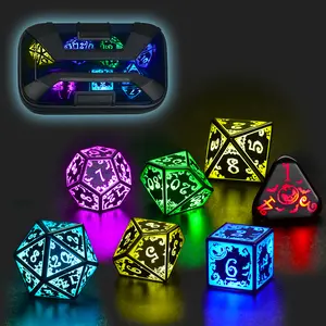 FONVGOGO Rechargeable RGB Polyhedral Dice Set with Charging Case, 7-Color Dice for Dungeons and Dragons & Role Playing Game, Tabletop Gifts for Ages 10+