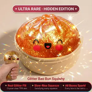 Viral Dumpling Squishy Mystery Blind Box ULTRA RARE Gold Glitter Hidden Edition | Squishy Dumpling Slow Rise ASMR Sensory Fidget Toy Soft TPR Squeeze Ball Butter Squishy Rare Pull Collectible Satisfying Unboxing Trendy Toy Gift FYP