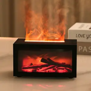 New Retro Fireplace Silent Diffuser, 3D Realistic Flame Humidifier, Home Desktop Humidifier, Quiet Aroma Machine for Living Room, Humidifier With Essential Oil Diffuser