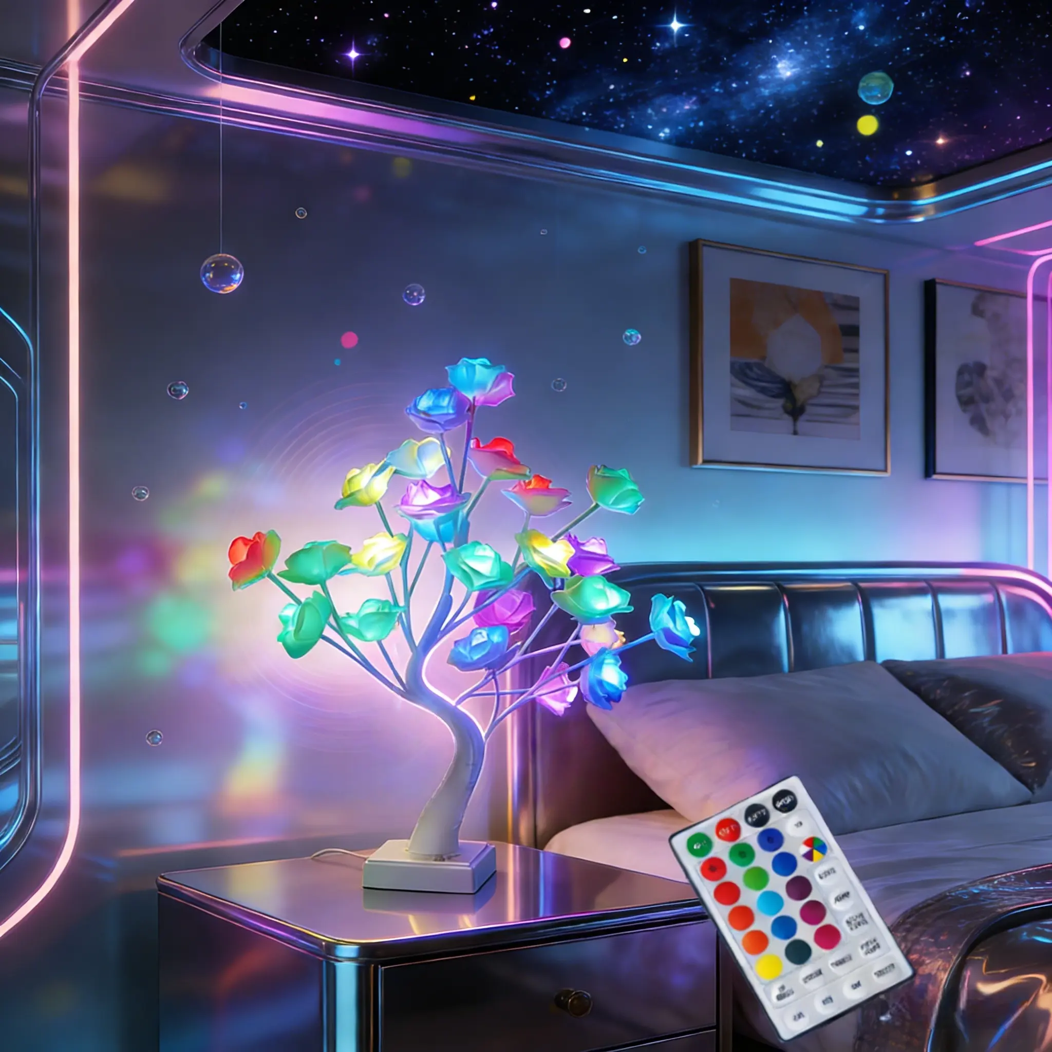 Rose Tree Light LED Mini Colorful Lights – Aesthetic RGB Room Decor Strip with Remote Control, 24 Modes, USB & Battery Powered, Unique Mother’s Day Gift 2026