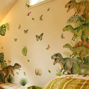 Dinosaur Theme Wall Stickers, Removable PVC Self-Adhesive, Suitable for Hotel, Guesthouse, Office, Bedroom, Living Room, Study, Restaurant, Dinosaur Wall Decals, Household Decoration Supplies