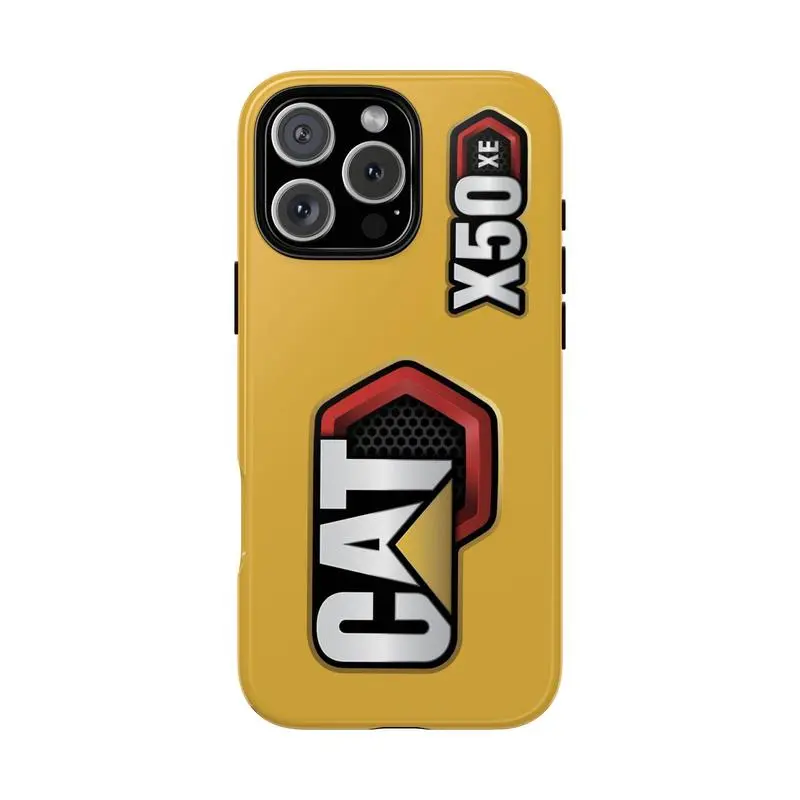 Durable Dual-Layer Shockproof Silicone Rubber & Polycarbonate Smartphone Case with Caterpillar Logo, Protective Accessory for iPhone 11-17 Pro Max/Plus, Samsung Galaxy S23-25 Devices