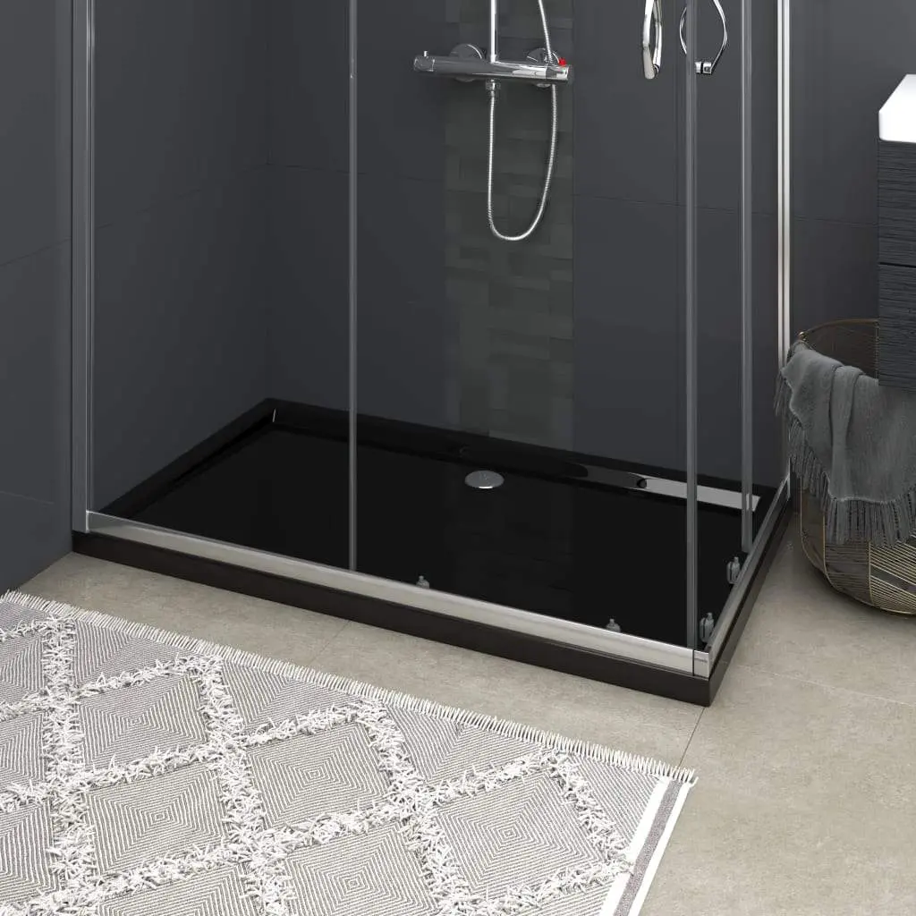 vidaXL Rectangular ABS Shower Base Tray Black 27.6"x47.2"