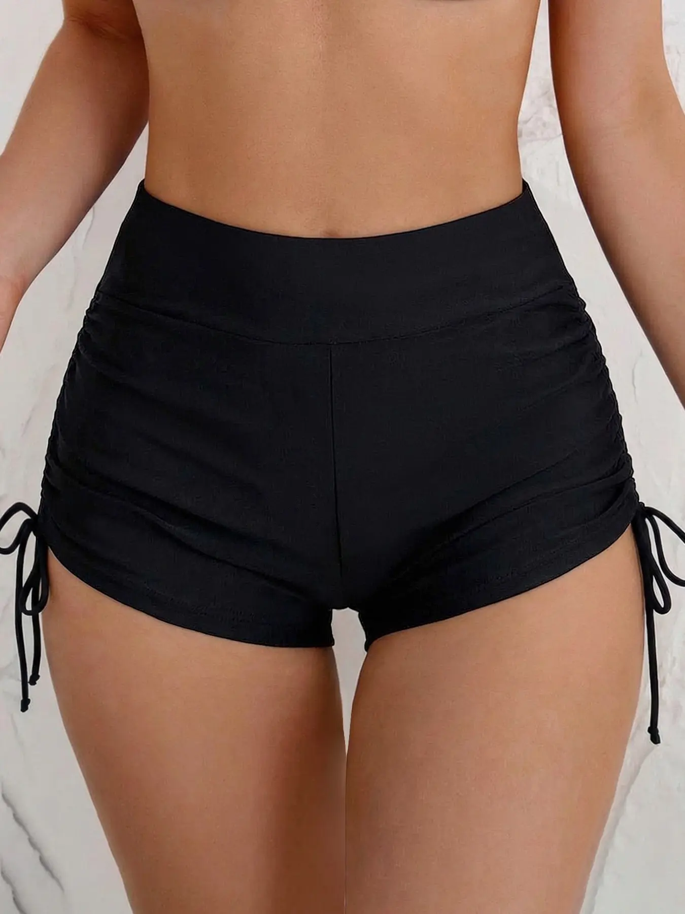 Women's Fashion Tie-Side Summer Swim Trunks, Swimwear Shorts, Modest Plain Design, Quick-Dry, Above-The-Knee, Ideal for Beach, Pool, Surfing, Travel, Parties
