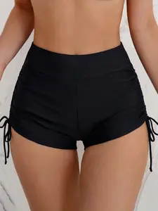 Women's Fashion Tie-Side Summer Swim Trunks, Swimwear Shorts, Modest Plain Design, Quick-Dry, Above-The-Knee, Ideal for Beach, Pool, Surfing, Travel, Parties