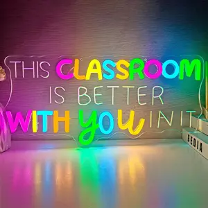 Classroom Neon Glow Light Wall Decor, Positive Belief Positive Message LED Sign for Teachers & Students, Back-To-School Gift, Bedroom Neon Light