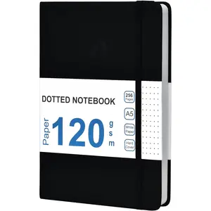Hardcover Dotted Journal Notebook - 120 GSM Thick Paper, Medium A5-256 Pages -  For Handwriting, Diagrams, Note-Taking and To-Do Lists (Dot, Black)
