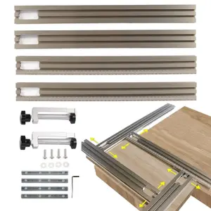 Trimming Machine Guide Rail, Adjustable Backing Auxiliary Guide Bracket, Aluminum Alloy Milling Groove Engraving Guide Rail for Woodworking Tool Accessories, Framing Jig