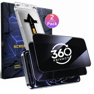 2 Pack Privacy Tempered Glass Screen Protector for iPhone 17/16/15/14/13/12/11 - 9H Shockproof, Impact-Absorbing Anti-Spy, HD 360° Privacy Cover, Protective Mobile Phone Accessory