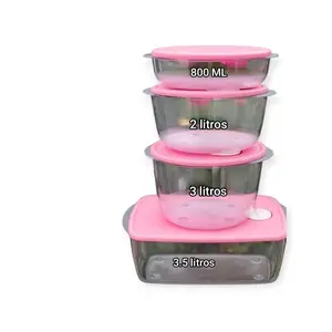 Name 800 ML 2 Litros 3 Litros 3.5 Litros Pink Lids Food Storage Containers Set