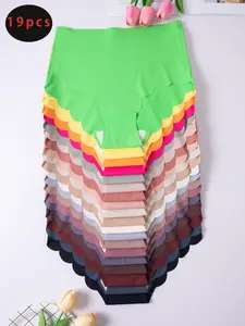 Women's Plain Scallop Trim Seamless Knicker, Soft Comfy Breathable High Waist Panty for Daily Wear, Underwear for All Seasons