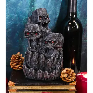 Ebros Three Screaming Skulls Death Mountain Cave Backflow Incense Burner Statue