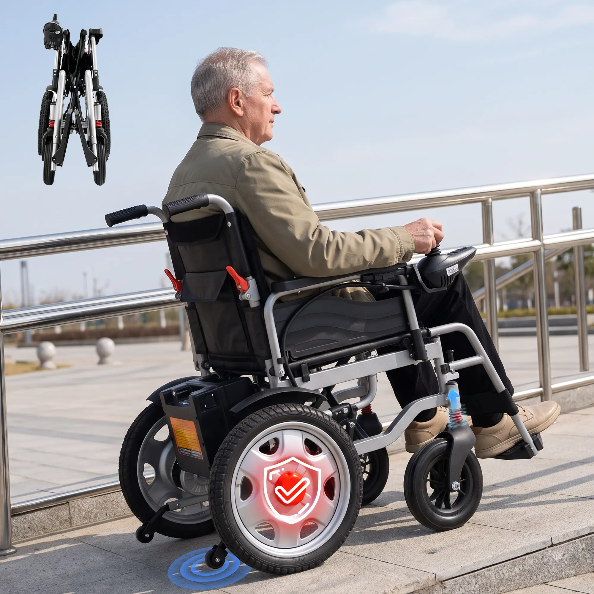 Electric Wheelchairs for Adults,20 Miles Range Motorized Wheelchair, Foldable All Terrain Portable Power Wheelchairs for Seniors