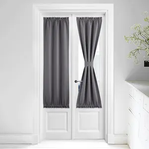 NICETOWN Door Curtain for Window - Privacy Room Darkening Thermal Insulated French Door Curtain with Tie Back Elegant Home Decoration, Classroom Shade, 1 Panel, 25 x 64 Inch, Grey