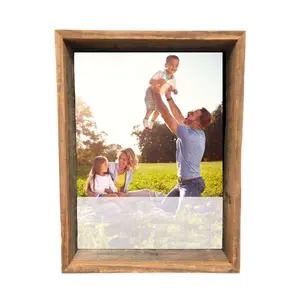 360 Stand 12x12 in. Rectangular Rustic Gray Wood Shadow Box Photo Frame - Home Decor Accessory, Wall Display Memory Keeper, Picture Frame, Rectangular Frame