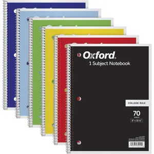 Spiral Notebook 6 Pack, 1 Subject, College Ruled Paper, 8 x 10-1/2 Inch, Color Assortment Design May Vary (65007)