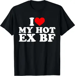Cotton(pure) I Love My Hot Ex Boyfriend Shirt I Red Heart My Hot Ex BF T-Shirt