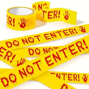 Halloween Warning Tape with Blood Handprints, Weather-Resistant Decor for Haunted Houses, Perfect Christmas Gift, Outdoor Safety Decoration