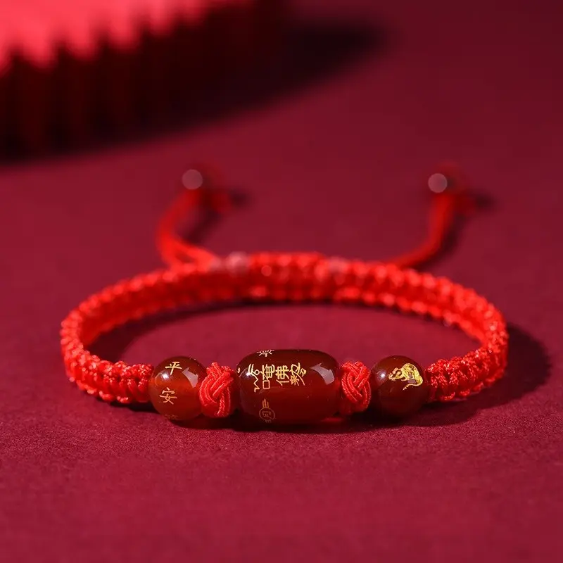 Unisex Red String Bracelet, Braided 2026 Chinese Zodiac Beaded Charm for Protection & Good Fortune, Meaningful New Year Gift, Meaningful Gifts, Lucky Charm, Red Rope, Goat, Monkey