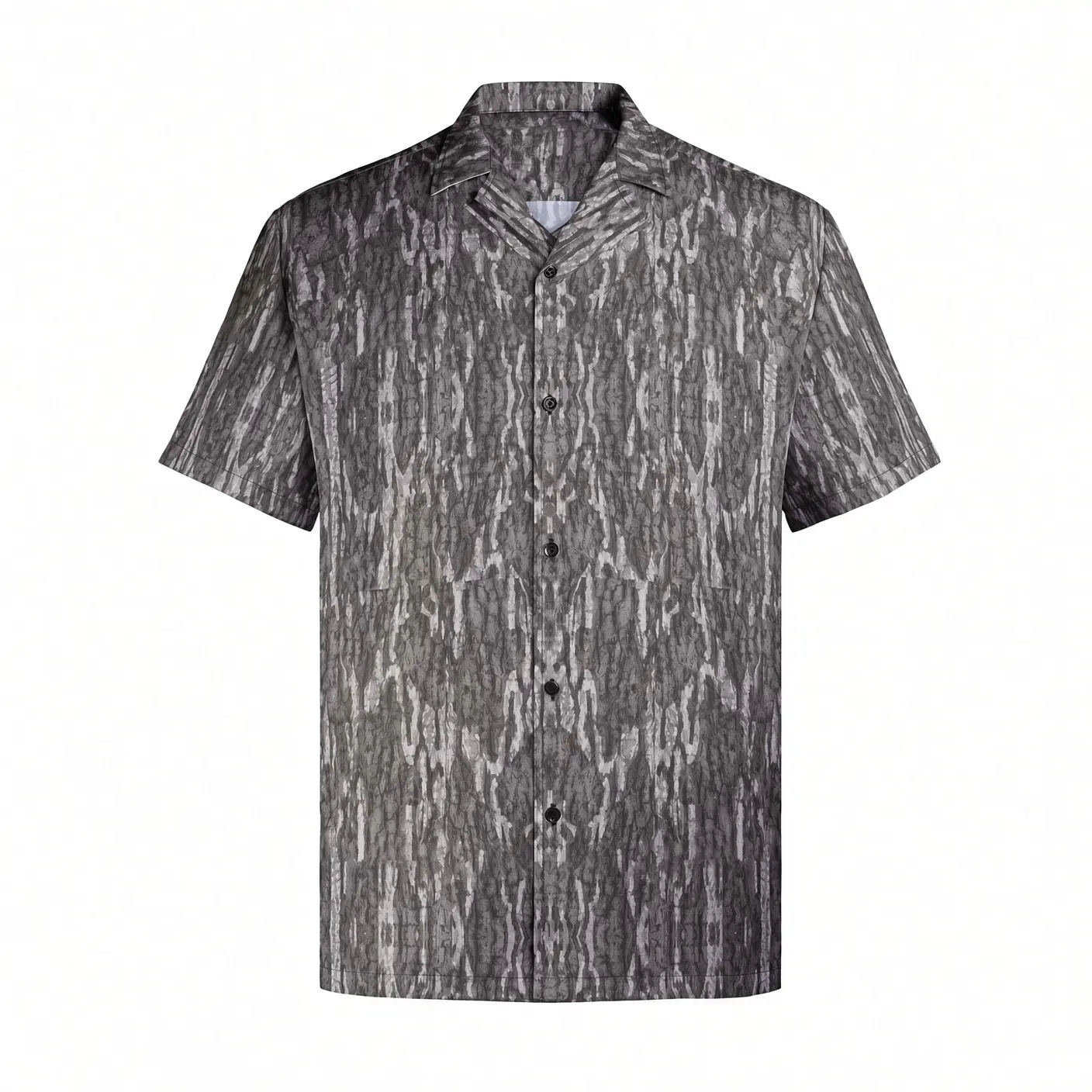 Duck Hunting Season Hawaiian Camo Shirt, Gray Bark Camouflage Button Down Shirt for Men, Short Sleeve Camp Collar Outdoor Casual Shirt, Hunting Fishing Vacation Beach Shirt, Lightweight Summer Gift for Hunter Dad