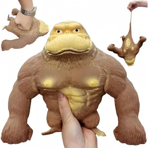Stretchable, Sand-Filled Rubber Gorilla — A Squeezable Sensory Toy for Anxiety Relief. Soft Latex Stress-Relief Doll, featuring a Squishy Monkey Design with High Elasticity—A Stress-Relieving Toy for Both Adults and Children.