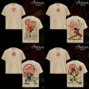 Avatar: The Last Airbender V3 Acid-Washed Cotton T-Shirt, Vintage Graphic Tee for Fans of the Series Avatar: The Last Airbender, Top Streetwear Cotton Design for Men and Women, Unisex T-Shirt Hot