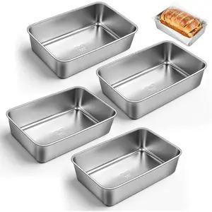4 Packs 8.8x5.9 Inch Loaf Pans for Baking Bread, 304 Stainless Steel Loaf Bread Pan with  Paper Liners, Metal Bakeware for Bread, Meatloaf, Cake Brownies, Easy Release, Oven & Dishwasher Safe