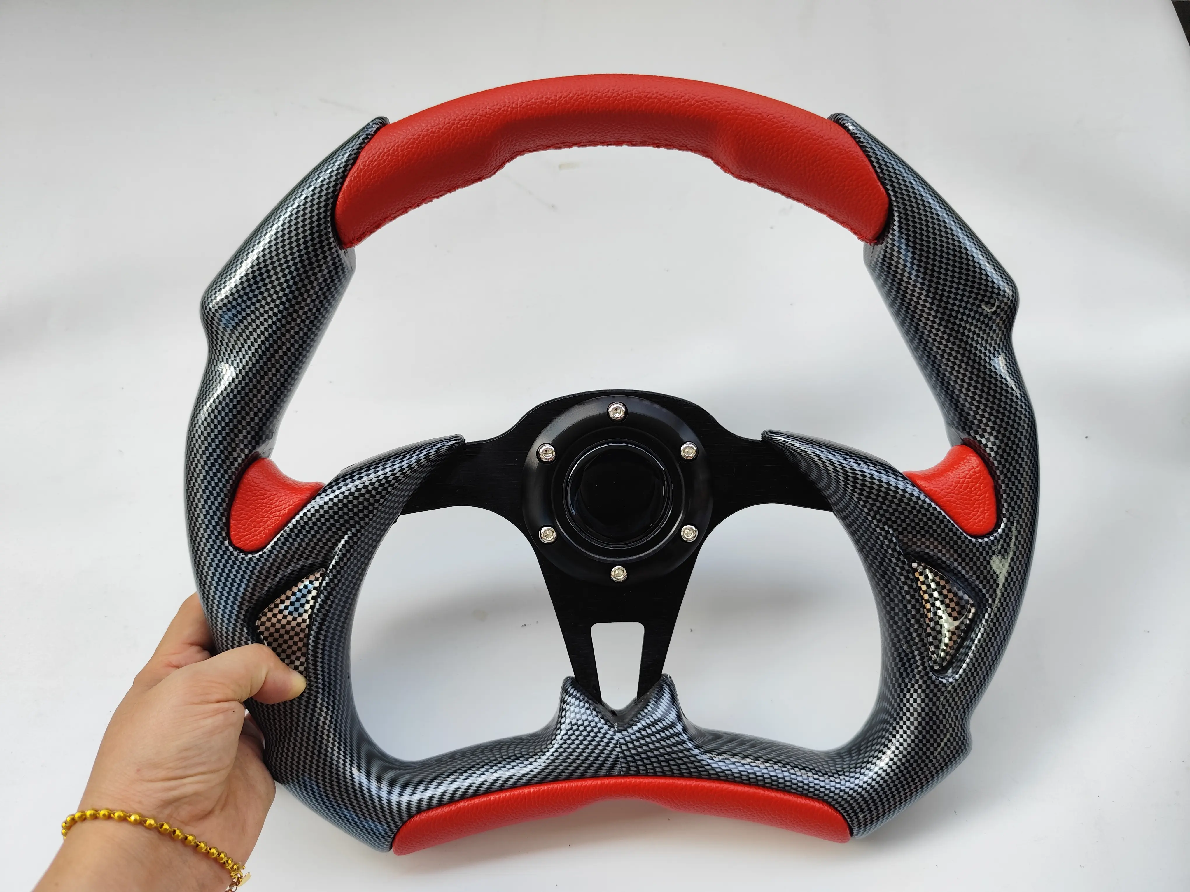 Polaris Slingshot Steering Wheel - 1 x Red & Black, 14in (350mm), 2015-2024 Fit, for Non-Quick Release Models, Automotive Car Accessory, High-Quality Materials, Comfortable Driving Experience, Everyday Use, Durable, Easy Install, Secure Grip