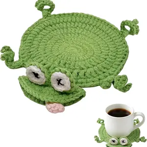 Cute Crochet Animal Coaster, Handmade Kawaii Drink Coaster, Cute Handmade 3D Animal Mug Rug, Soft Yarn Cup Coaster for Coffee Table, Desk & Home Decor, Perfect Gift for Friends & Cute Kitchen Accessories